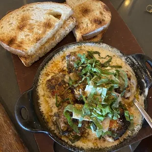 Mushroom appetizer with the MOST AMAZING CREAM SAUCE I've ever had!!!  ORDER THIS! You're welcome.