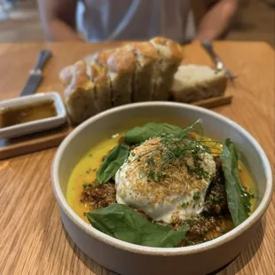 Burrata, focaccia bread