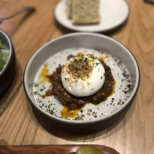 burrata (trapanese pesto, focaccia breadcrumbs, basil)