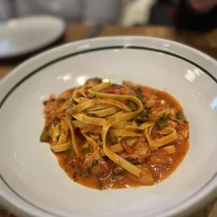 tagliatelle (maine lobster calabrian chile, preserved tomato, celery)