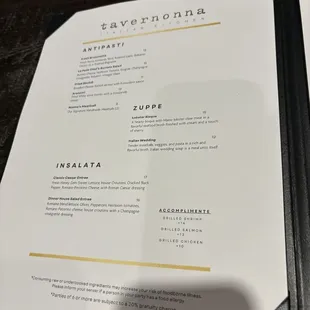 menu