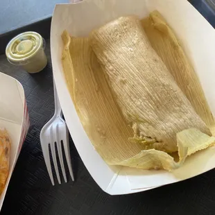 Chicken with Green Sauce Tamal