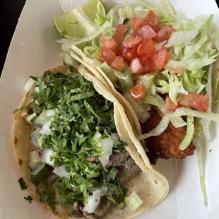 Fish taco &amp; lengua taco