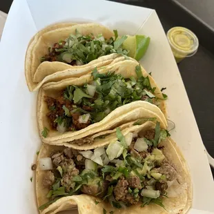 Asada and Al Pastor tacos