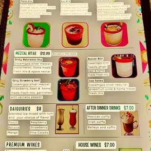 Drink menu