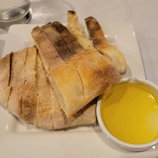 Bread with olive oil for the table