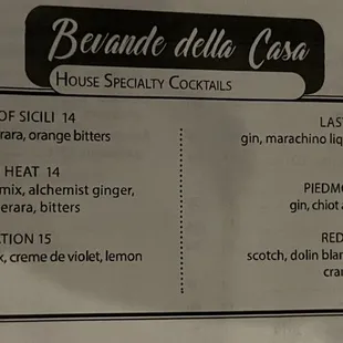 Cocktail Menu