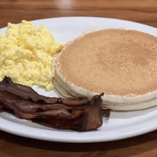Short Stack of Buttermilk Pancakes w/Jalapeño Infused Bacon &amp; 2 Scrambled Eggs