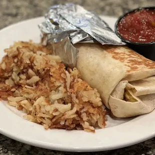 Southwestern Breakfast Wrap w/Hashbrowns