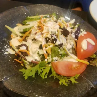 Salad with bourbon bacon ranch dressing