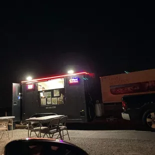 a taco truck at night