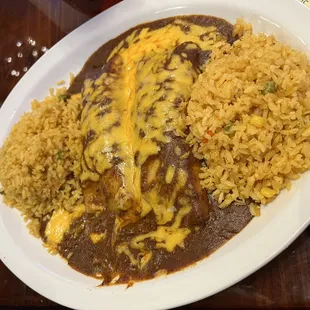 Ground beef enchiladas w chili gravy