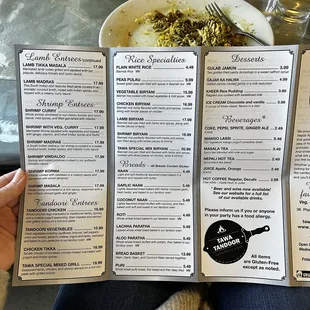 a person holding a menu