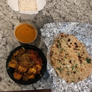 MIXED GRILL COMBO + GARLIC NAAN  BASMATI RICE  TIKKA MASALA SAUCE  GRILLED MEATS