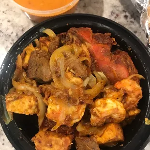 MIXED GRILL  CHICKEN LAMB SHRIMP ONIONS
