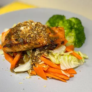 Grill Salmon with Garlic sauce.