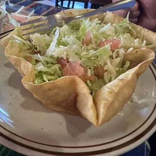 Taco Salad w Shredded Chicken. Very good