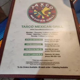 menu