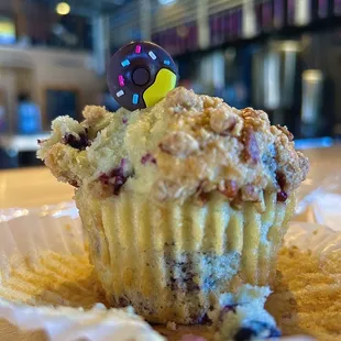 Blueberry muffin, with added kid accessory