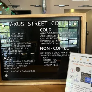 Menu, with a great sunny glare