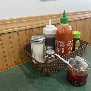 Sauce selection.  Chili oil always appreciated