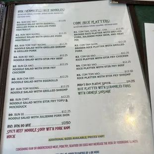 menu