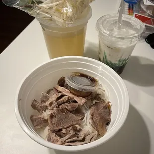 P2. Rare Beef, Brisket, Flank and Tripe Pho and D14. Tri Color