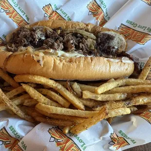 Tays original 8" cheesesteak with regular seasoned fry's