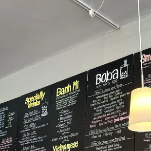 menus on the wall