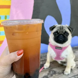Thai Iced Tea with Boba (Oat Milk)