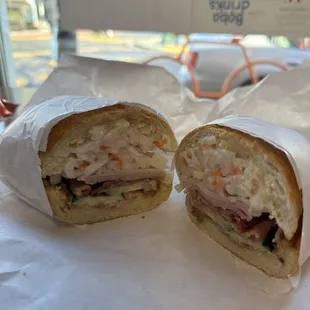 a sandwich cut in half