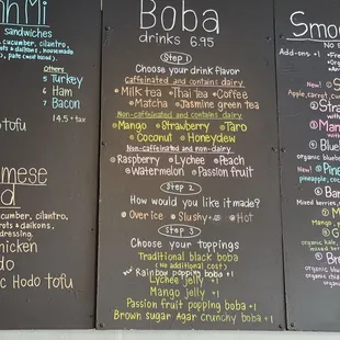 Boba Drinks Menu Oct 2024