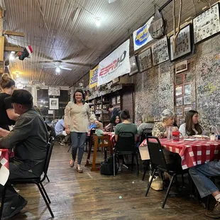 people eating at tables