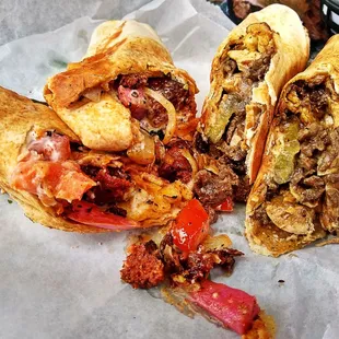 Inside the Mixed Shawarma both Beef n Chicken on right. Armenian Lebanese Sujuk on left both outstanding Delicious