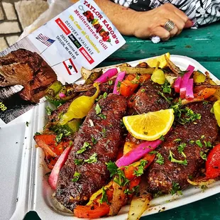 Look at the size of the Lamb Kafta Platter 4 mega logs of Meat