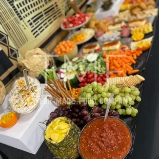 a variety of snacks and dips