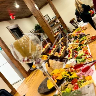 a long table of food