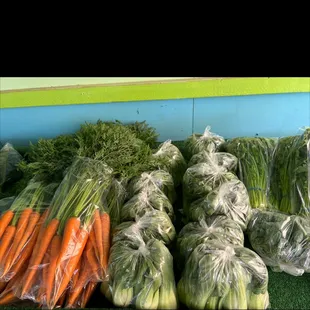carrots, lettuce, and cabbage