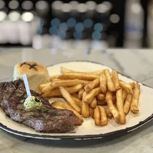 New York Strip lunch portion (includes a salad not pictured)