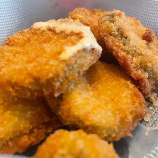 Fried pickles , a little spicy but delicious