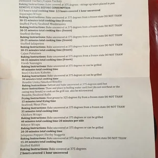 Cooking instructions came with the food