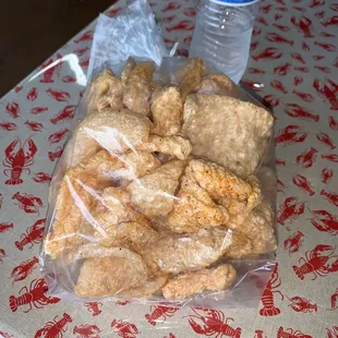 Awesome fresh pork rinds!  They were still crackling when they brought them out!