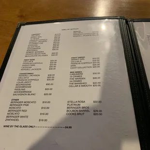 drink menu