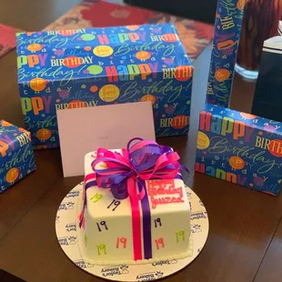 White Double Layered Square Cake