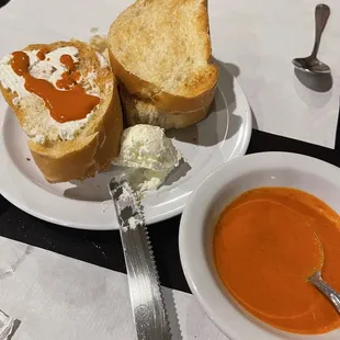 Toast, butter and spicy salsa