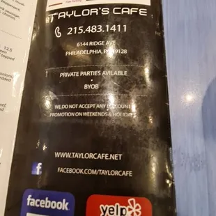 The menu