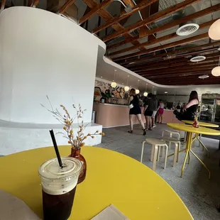 the interior of a coffee shop