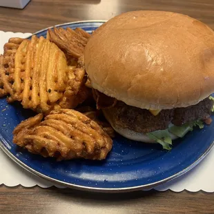 Loaded Taylor Bacon Cheeseburger with Waffle Fries