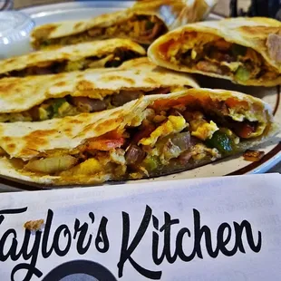 a plate of quesadillas