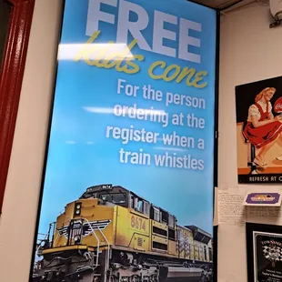 Free Kids Cone if you&apos;re at the register when a train whistles